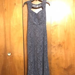 Sparkly Navy Floor-Length Dress